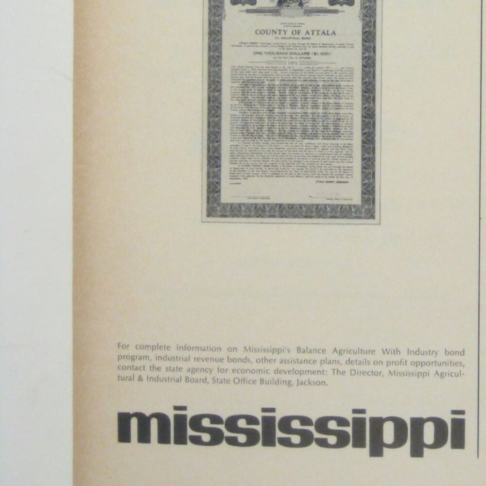 Mississippi Balance Agriculture Industry Bond Print AD